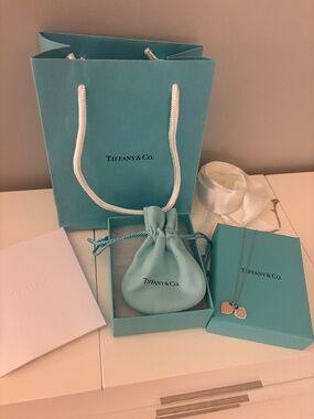 Tiffany & Co. Signature Double Heart Pink Necklace Silver Necklace
